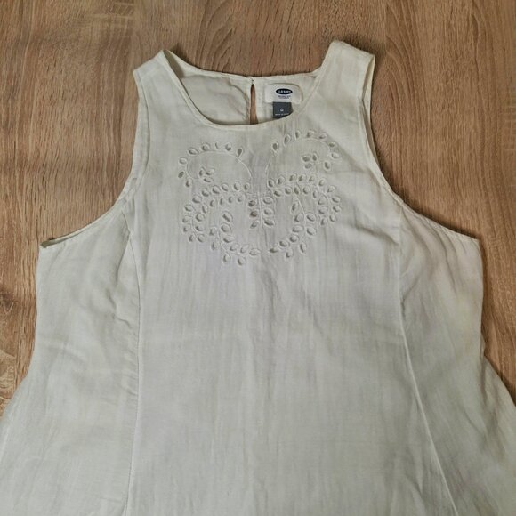 Old Navy Short White Cotton Eyelet Dress Size M Cotton Lined A-Line - Picture 6 of 14